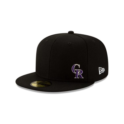 Black Colorado Rockies Hat - New Era MLB Flawless 59FIFTY Fitted Caps USA4876105